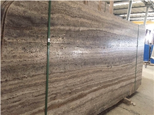 Leathered Face Iran Wavy Zebra Silver Grey Travertine Slabs