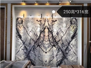 Polished Milas White Lilac Marble Open Book TV Background