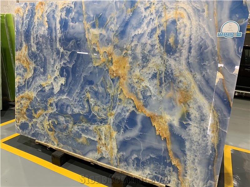 Polished Natural Transparent Blue Onyx Wall Panels