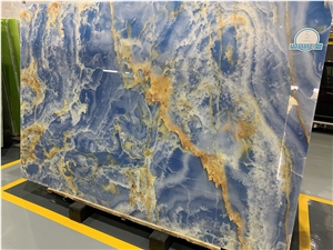 Polished Natural Transparent Blue Onyx Wall Panels