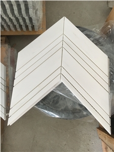 Popular White Chevron Marble Mosaic Pattern Tiles For Wall