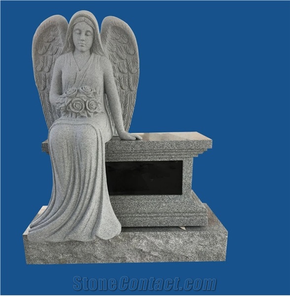 Niche Angel Grey Granite Sculpture Columbarium For Cemetery