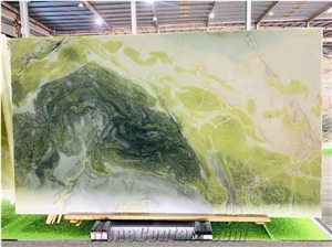 China Green Marble Abstract Ink Slabs