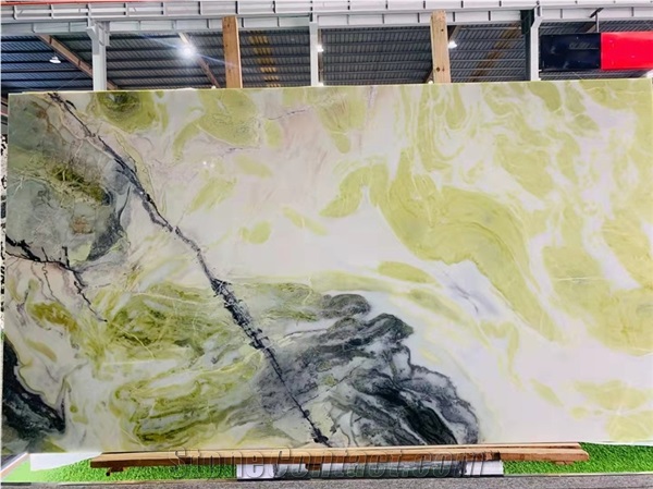 China Green Marble Abstract Ink Slabs