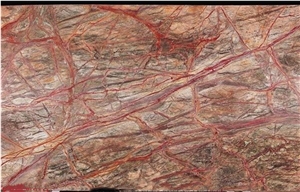 India Rainforest Brown-Red Marble Slab