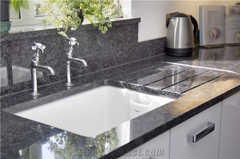 Dark Steel Grey Granite Kitchen Countertops