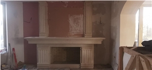 Vratza Crema Extra Limestone Fireplace