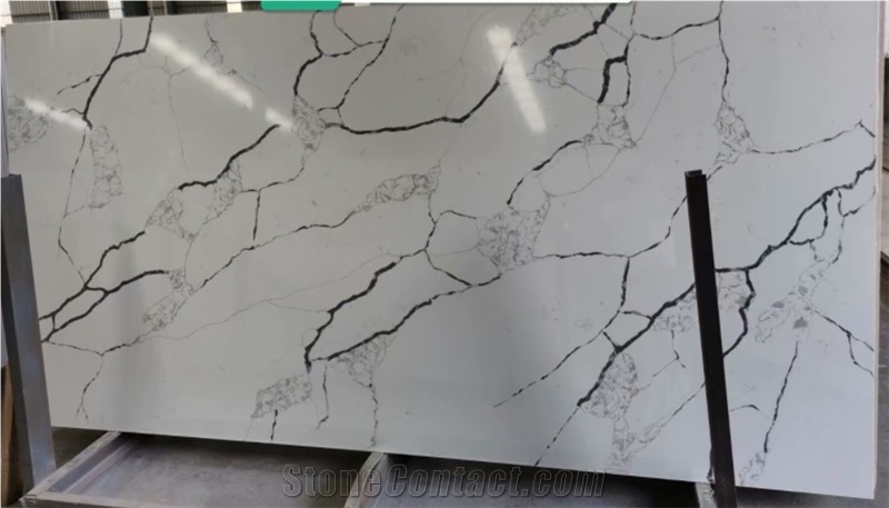 Popular Marble Pattern White Quartz GS223-1 For Interior Decoration