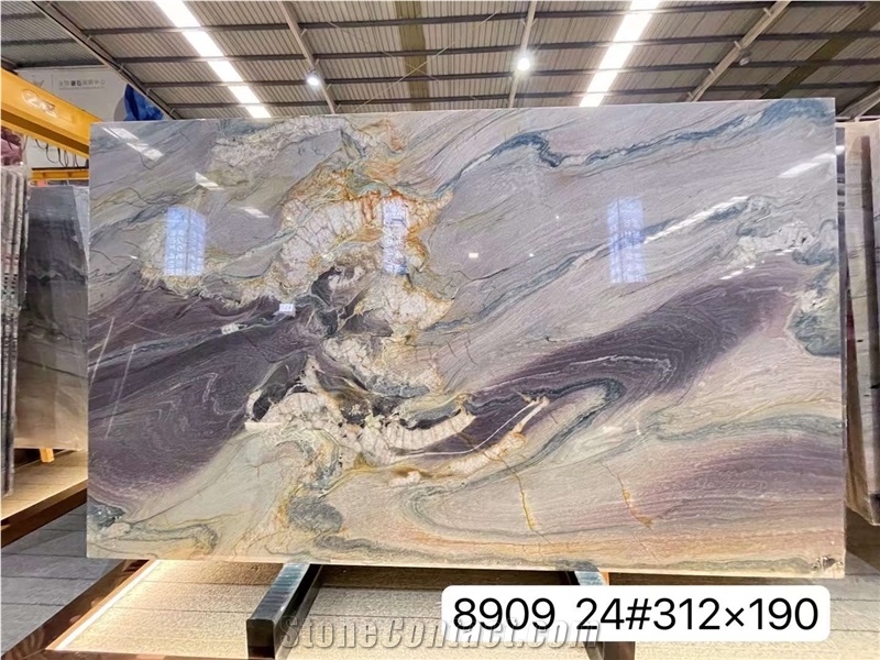 Purple Luxury Stone Quartzite Slab For Background Decoration