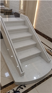 Statuario White Artificial Marble Polished Stair Terads