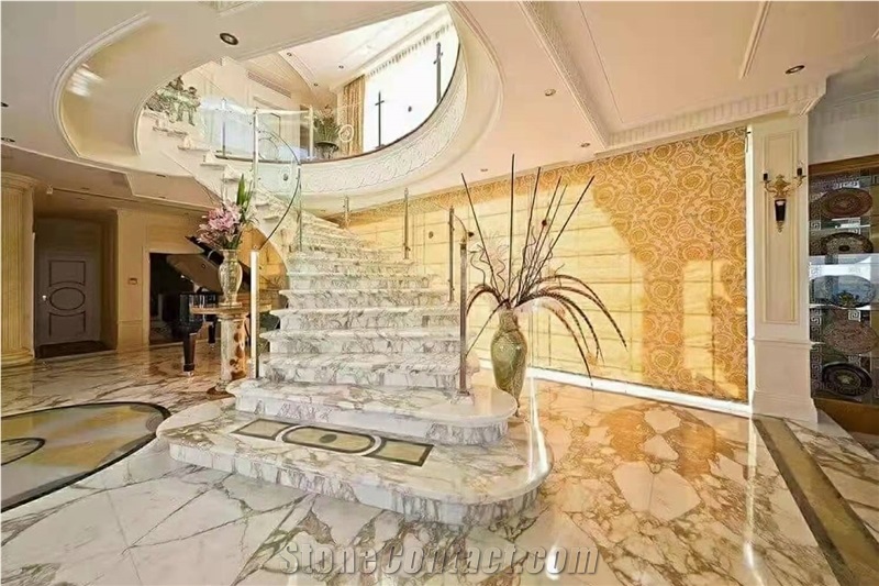 Italy Luxury Calacatta Gold Marble Polished Stair Treads