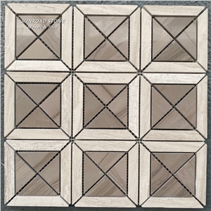 Athens Wood Grain Marble Mosaic Flooring Bathroom Tile