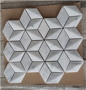 Carrara White Marble Diamond Design Mosaic Tile