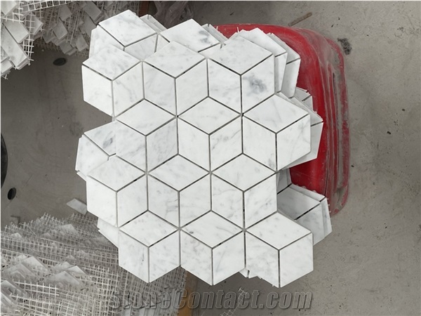 Carrara White Marble Diamond Design Mosaic Tile
