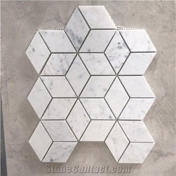 Carrara White Marble Diamond Design Mosaic Tile