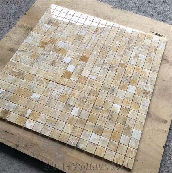 Honey Onyx Marble 2" Square Mosaic Tile
