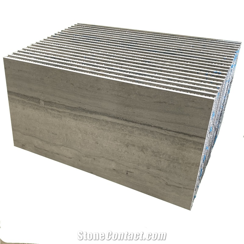 Sandblasted Grey Teakwood Marble Aluminum Honeycomb Panels