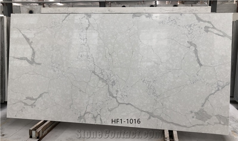 1016 White Marble Stone Look Popular Quartz Slabs