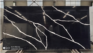 Black Man-Made Quartz Stone Slabs