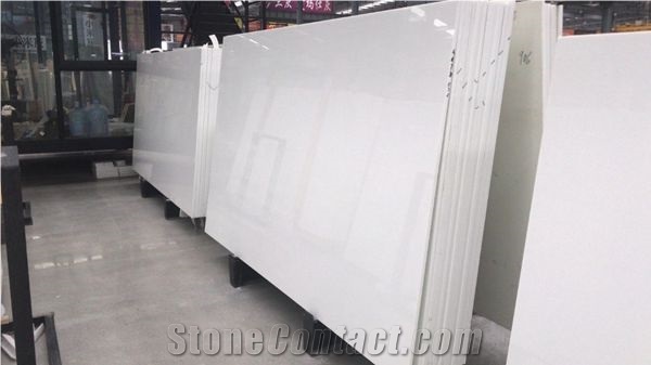 Exotic White Nano Glass Stone Slabs For Walls Floors Vanity