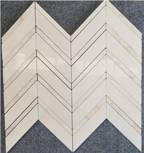 Beautiful Bathroom Mosaic Tile In Polished White Marble