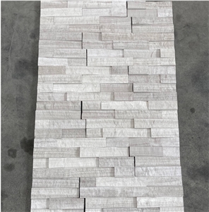 White Wood Vein Marble Stacked Stone Wall Panels,Ledge Panel
