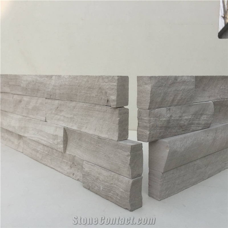 White Wood Vein Marble Stacked Stone Wall Panels,Ledge Panel
