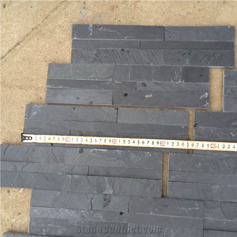 Popular Chinese Black Slate Stone Veneer, Cultured Stone Wall Cladding Panels