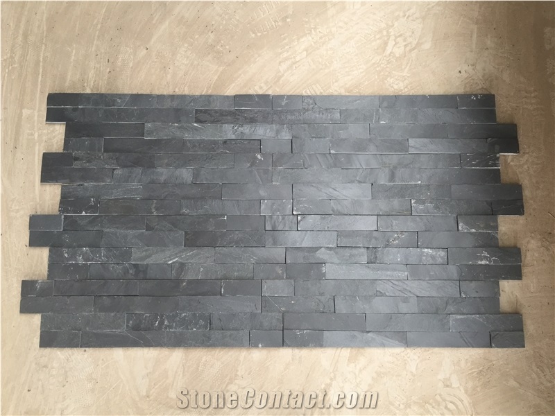 Popular Chinese Black Slate Stone Veneer, Cultured Stone Wall Cladding Panels