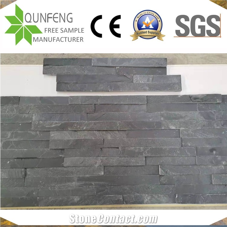 Jiangxi Black Veneer Z Cladding Slate Stacked Stone Wall