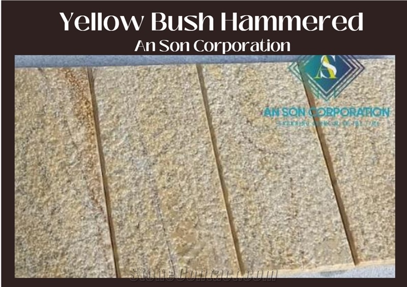 Big Promotion In March  Yellow Bush Hammered Marble Tiles