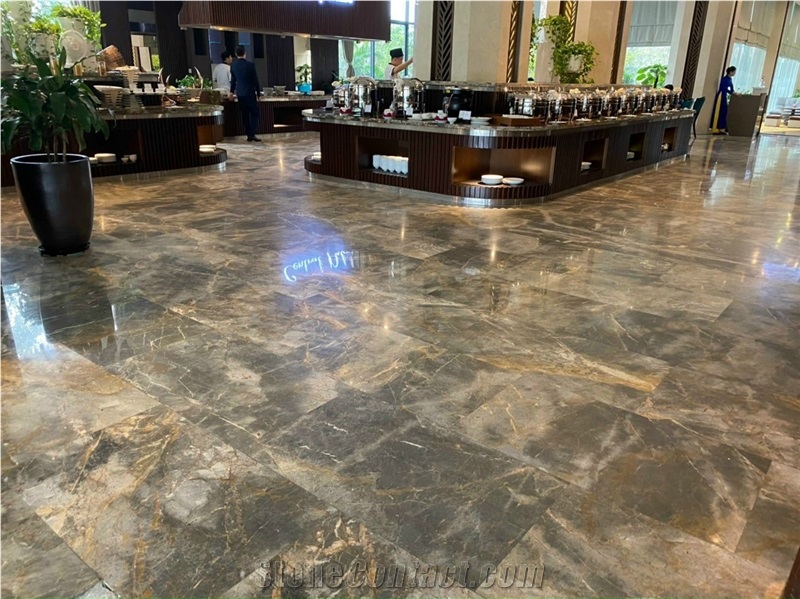 Polished Marble Flooring - Golden Marble Coffee Veins
