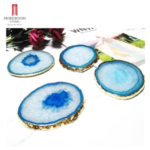 Blue Onyx Gemstone Jewelry/Food Tray Coasters