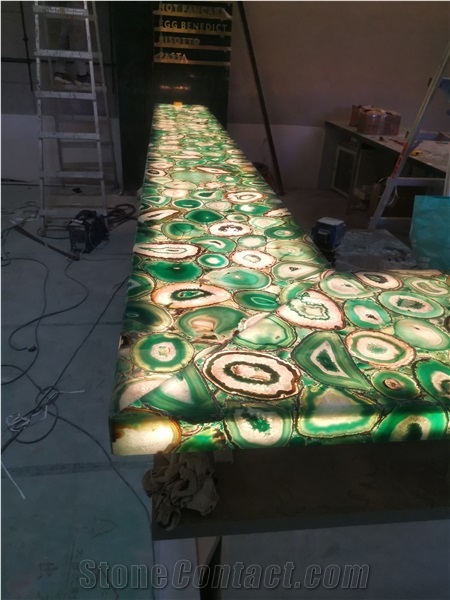 Green Semiprecious Stone For LED Restaurant Bar