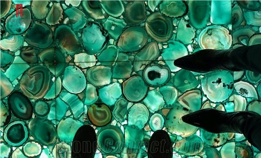 Natural Green Agate Stone Slab Decoration Wall & Floor