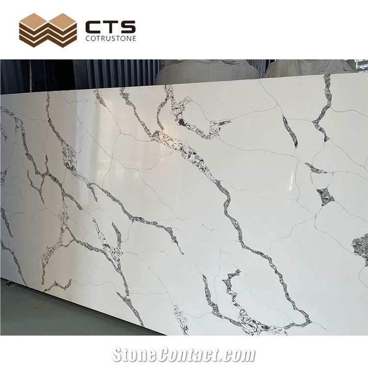 Calacatta White Custom Quartz Slabs Tiles Countertops