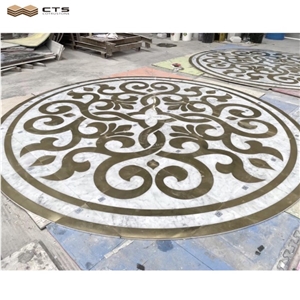 Carrara White Marble Waterjet Medallion Interior Floor Decor