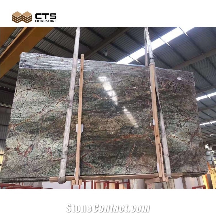 Classic Style Shopping Mall Flooring Fancy Green Marble Slab