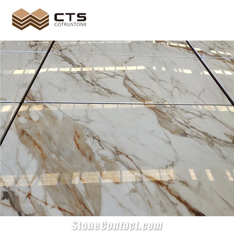 Nature White Marble Calacatta Gold Tiles For Luxury Floor