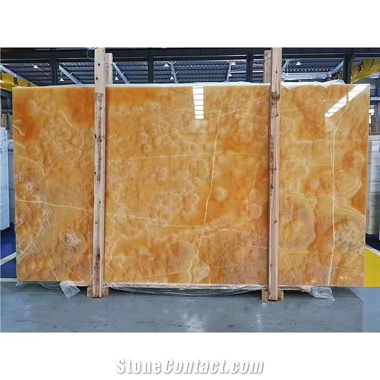 Polishing Onyx Interior Flooring Big Slabs Dream Orange