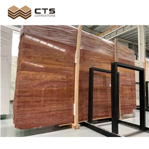 Red Travertine Stone Slabs Tiles Hotel Flooring