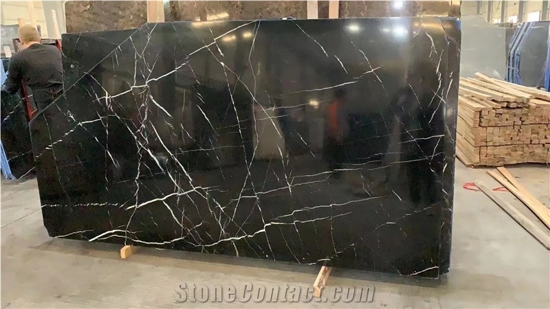 Slabs Customized Polishing High Level Negro Marquina Marble