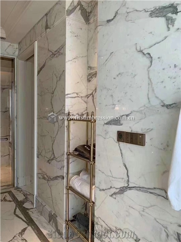 Luxury Italy Calacatta Gold White Marble Stairs