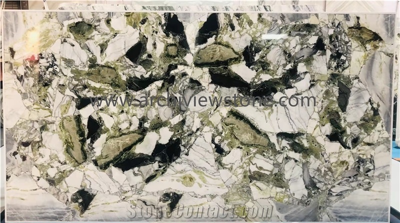 White Beauty Marble Cold Ice Jade Green Marble Slabs
