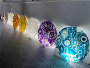 Translucent Agate Sheet Round Alabaster Table Top