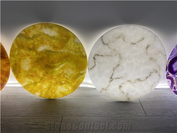Translucent Agate Sheet Round Alabaster Table Top