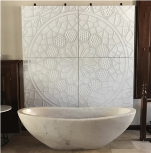Afyon White Marble Freestanding Bathtub