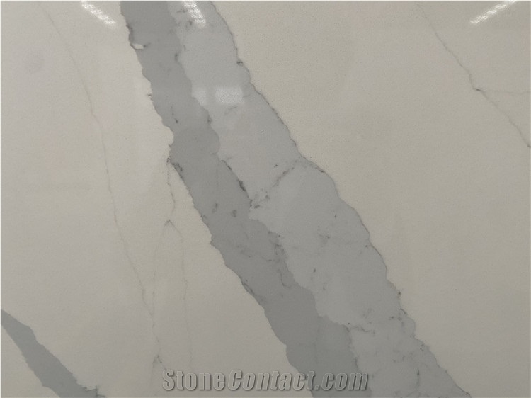 Artificial Stone Calacatta Grey Quartz With Blue Veins