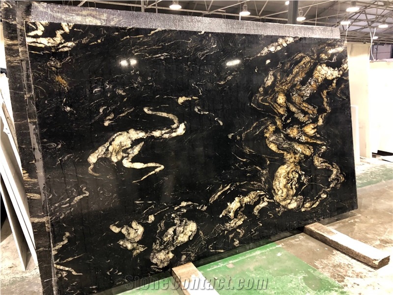 Exotic Granite Tiles With Golden Vein For Commercial Project