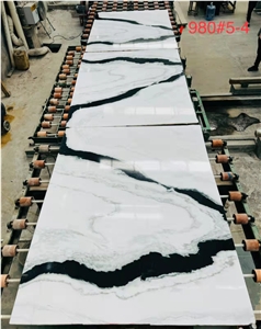 Book Matching China Panda White Marble Tiles And Slabs